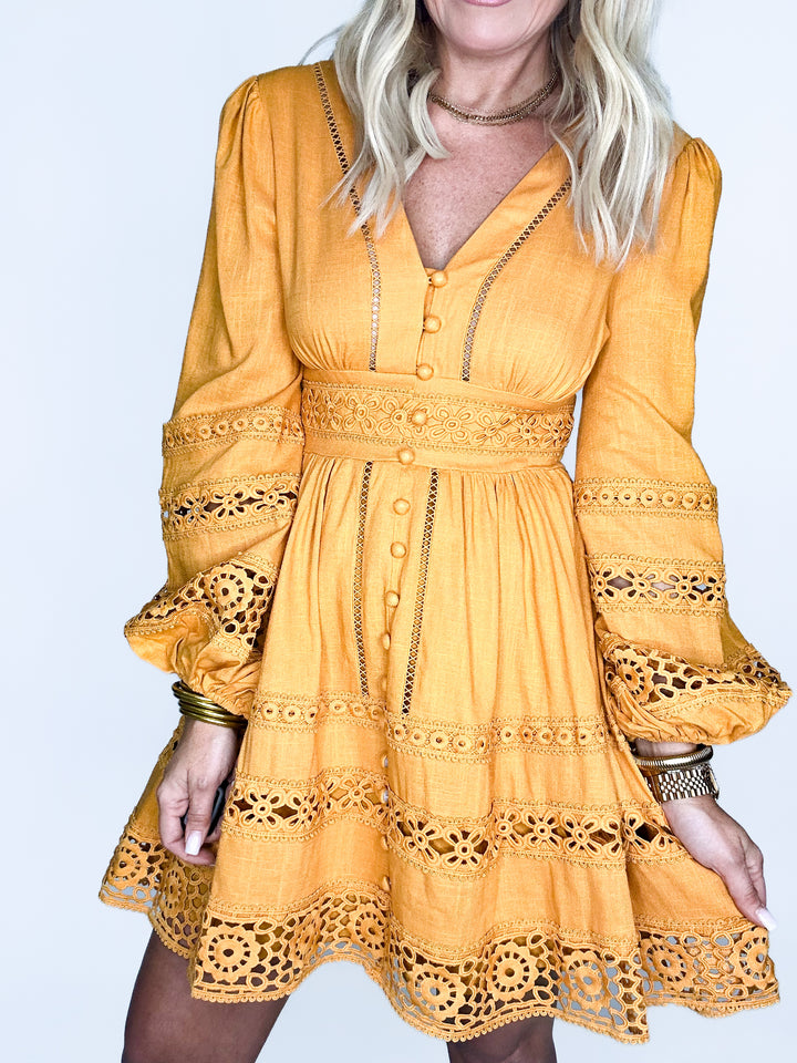Golden Hour Lace Mini Dress