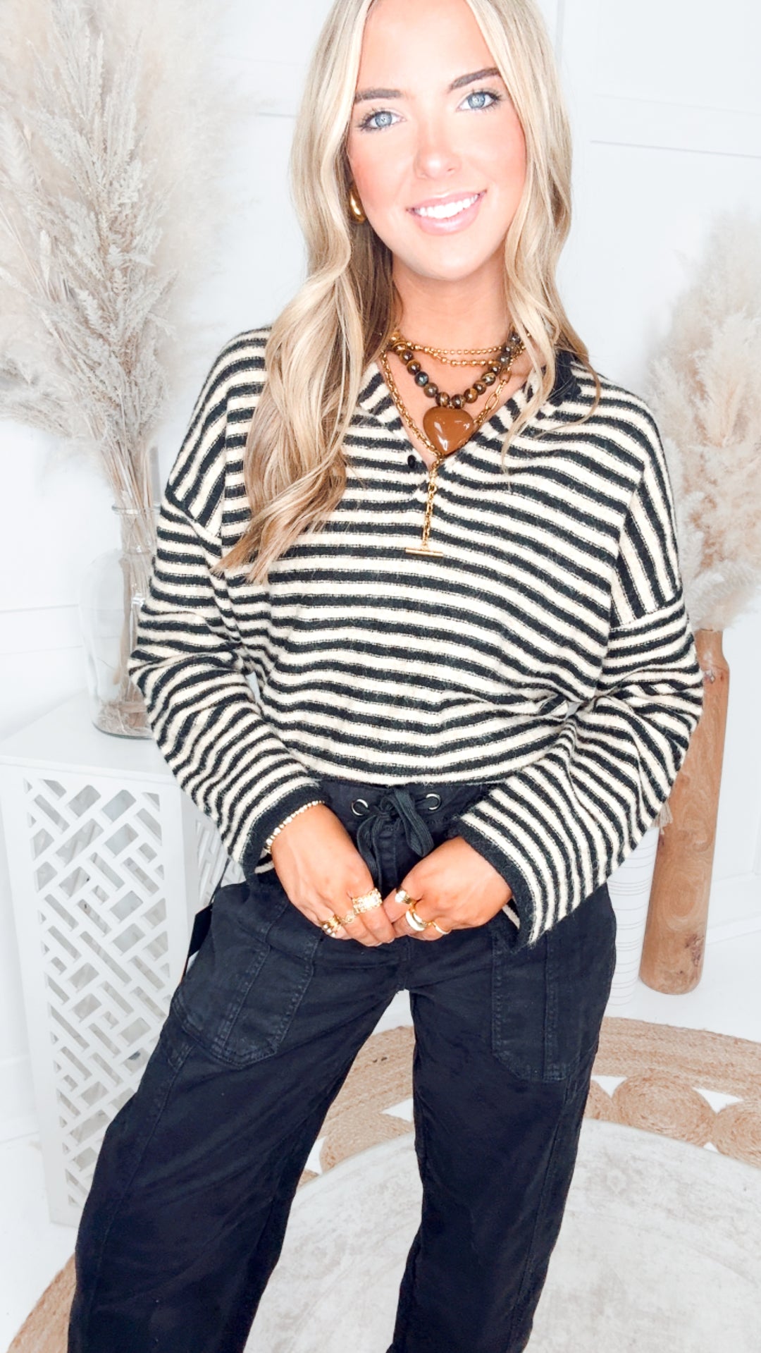 The Stripe Theory Top-Black/Mocha