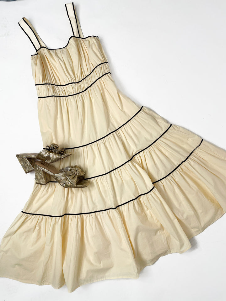 Timeless Tiered Midi Dress-Eggshell