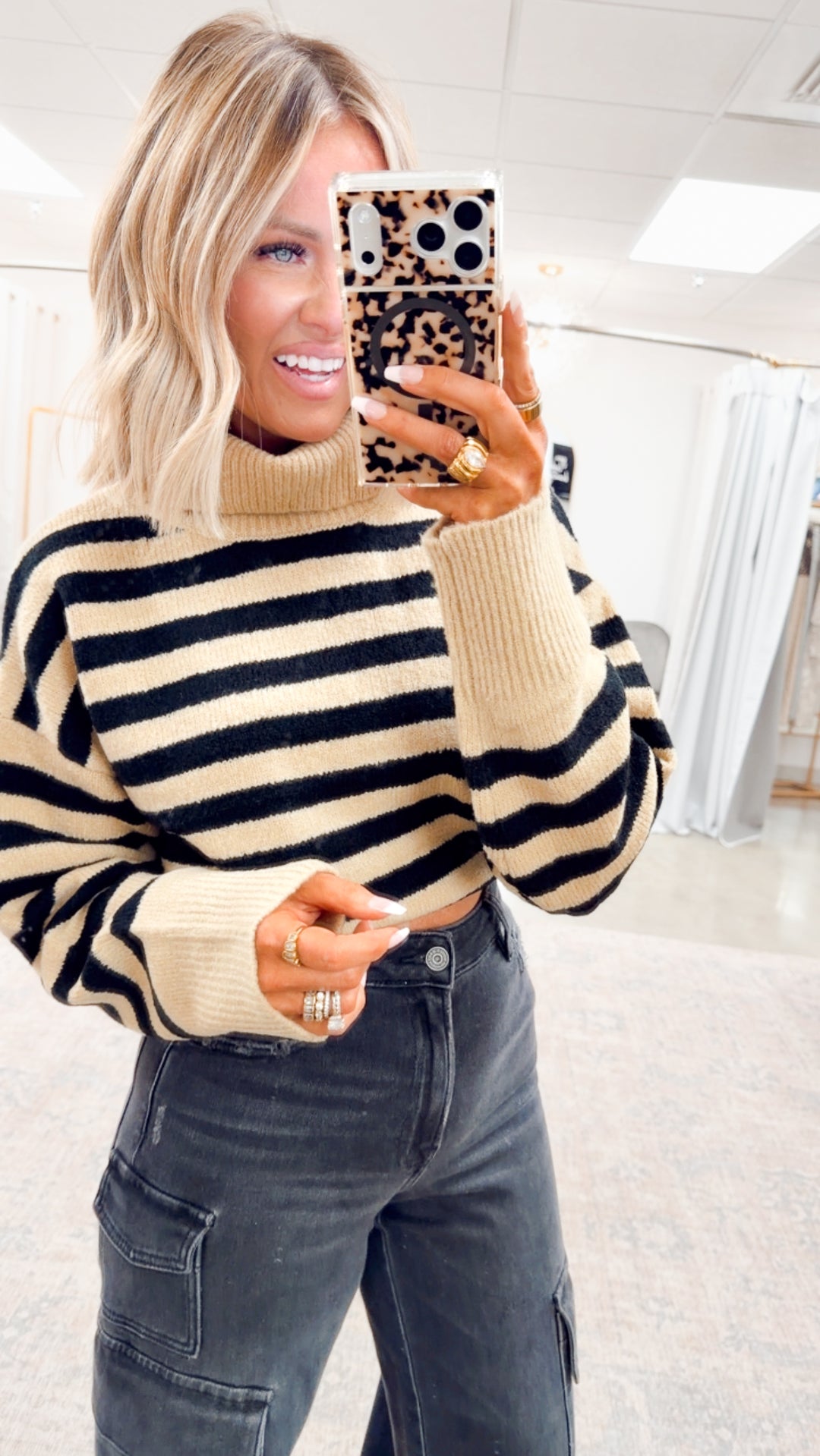 The Suri Sweater-Taupe/Black