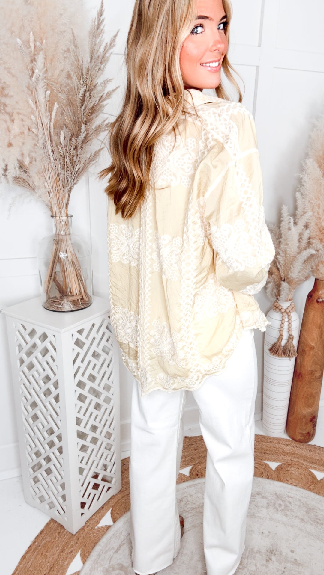 The Fernwood Embroidered Top-Yellow