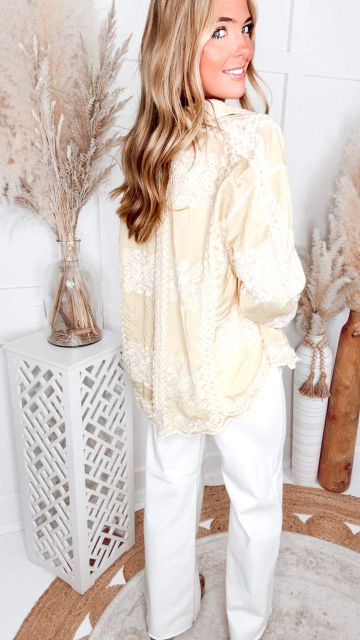 The Fernwood Embroidered Top-Yellow