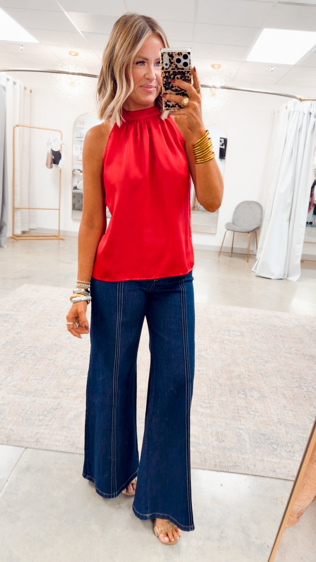 Élan Satin Halter-Red