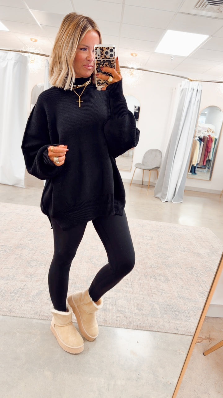 Black Chill Mock Neck Sweater