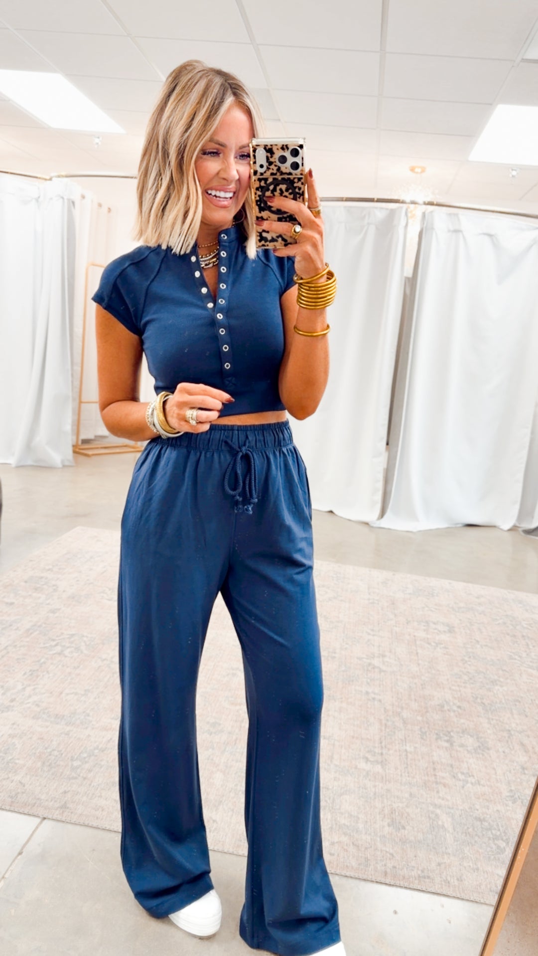 Evie Raglan Top & Pant Set-Navy