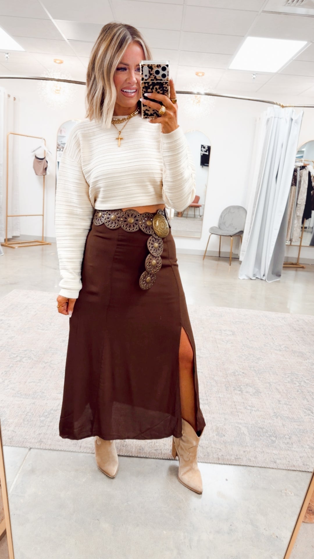 The Marlow Midi Skirt-Brown