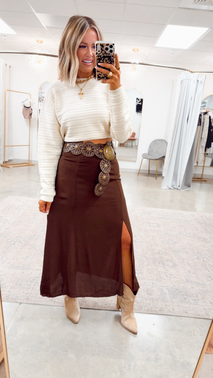 The Marlow Midi Skirt-Brown