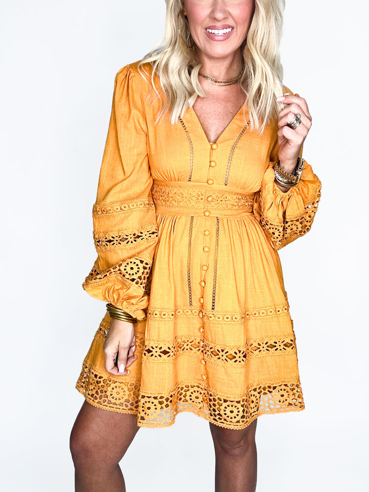 Golden Hour Lace Mini Dress