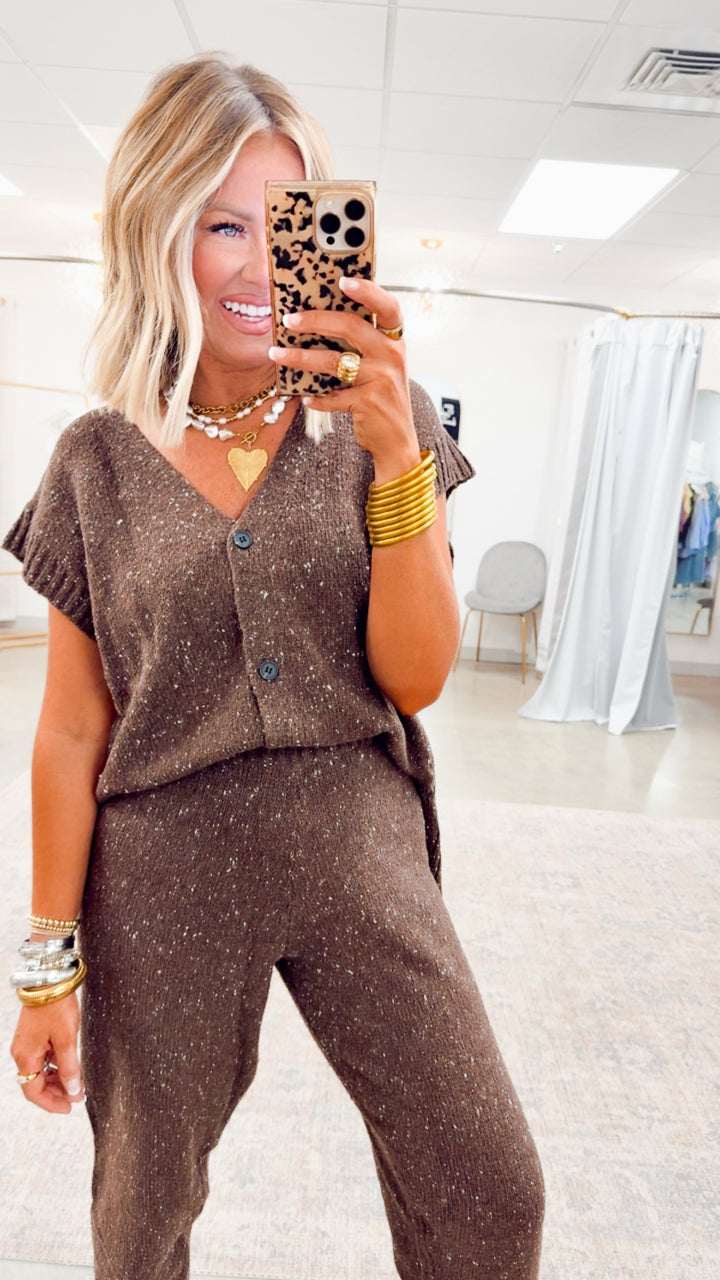 Channing Oversized Sweater Vest & Pants-Chocolate