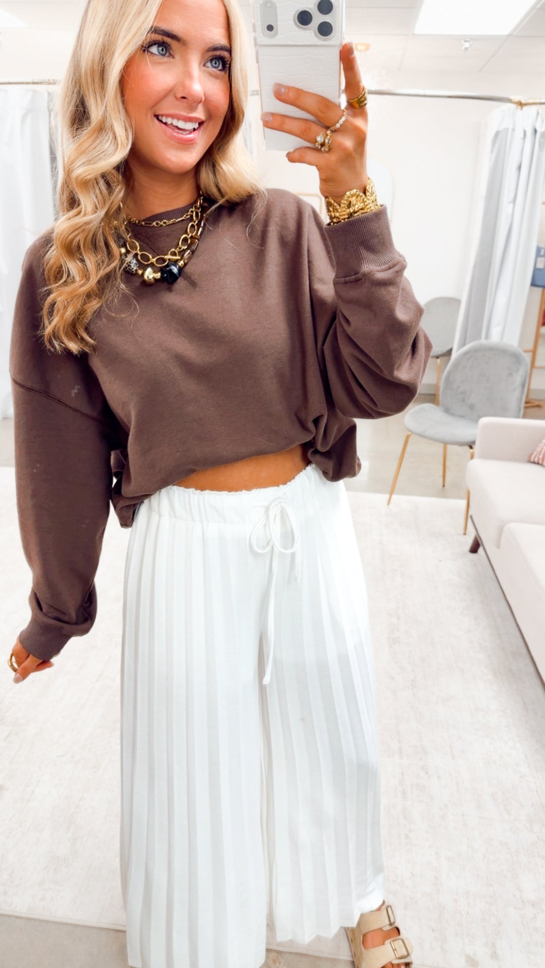 Pretty in Pleats Pants-White