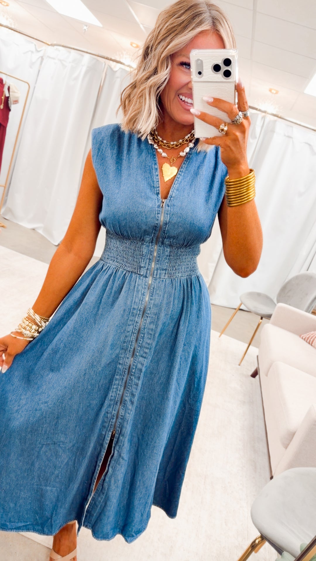 Knox Denim Midi Dress-Medium Wash