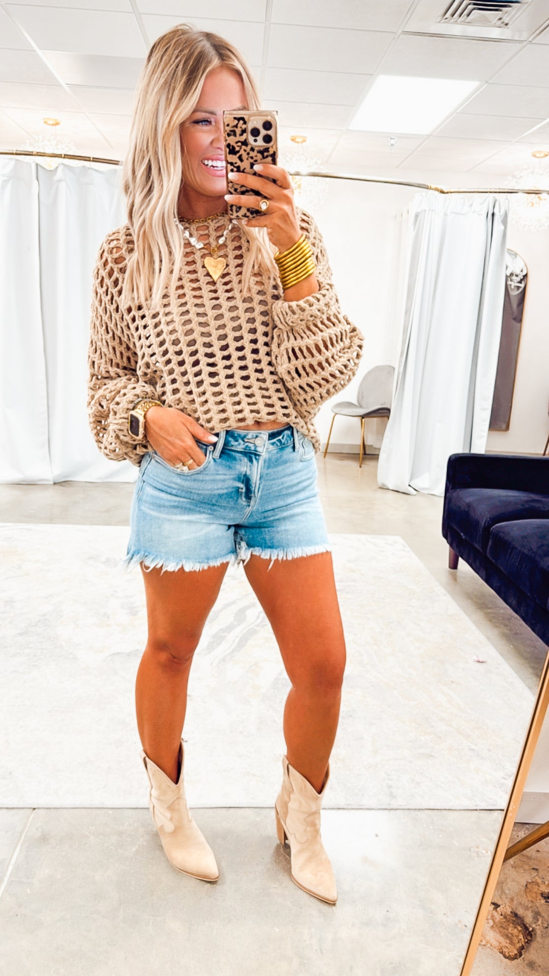 Chunky Crochet Sweater-Taupe