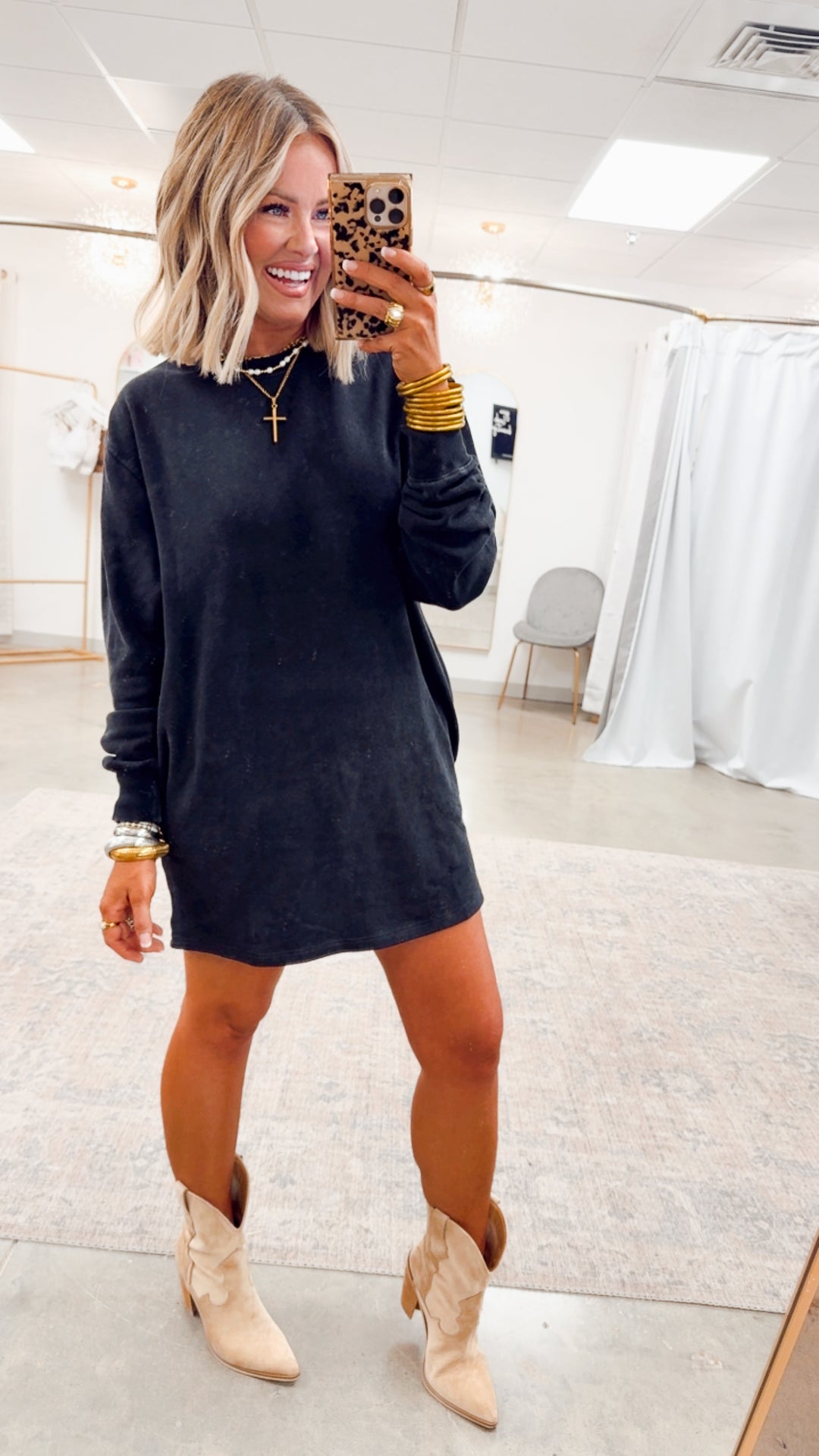 Mila Sweatshirt Dress-Black