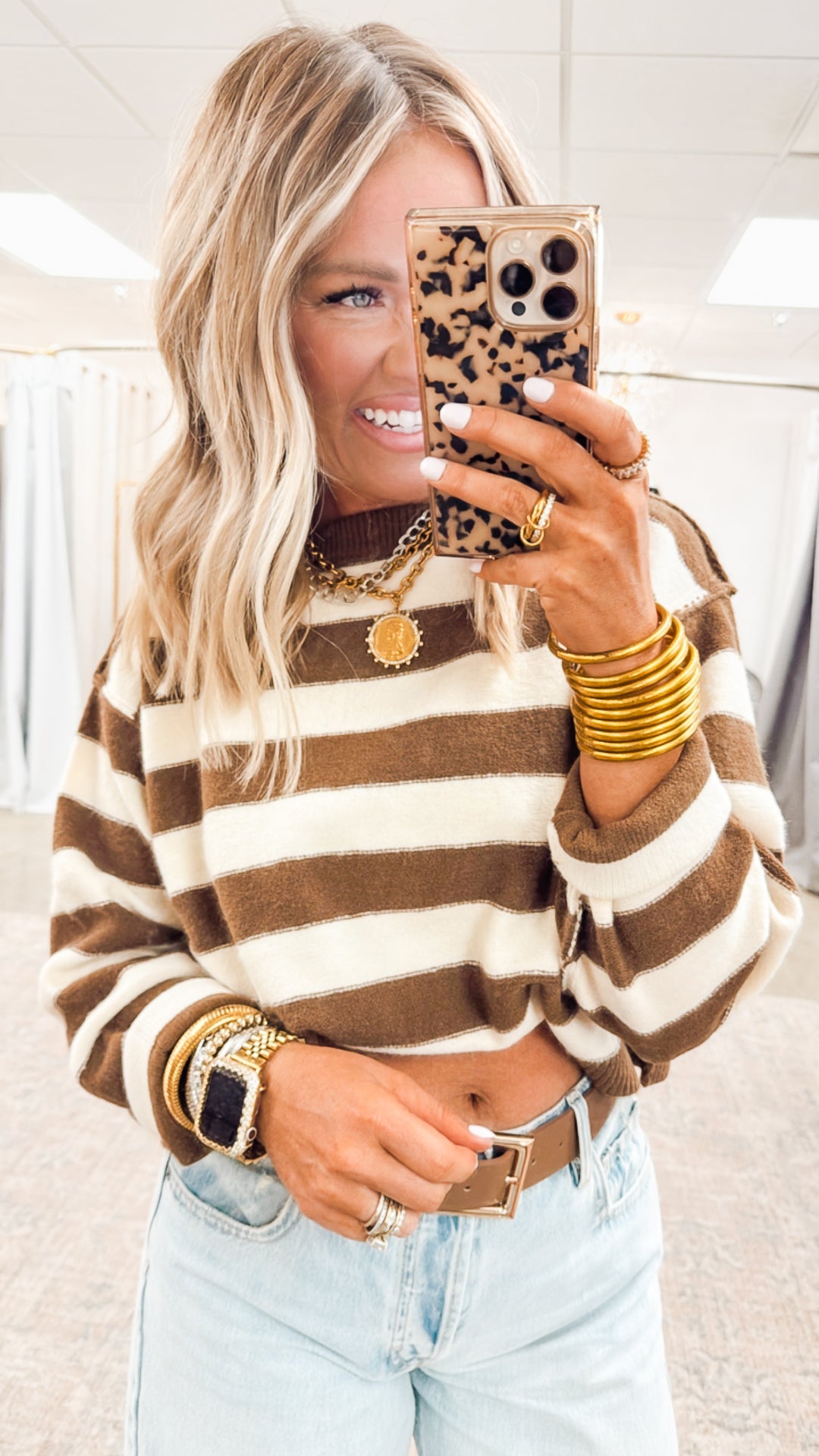 Langston Cropped Sweater-Brown