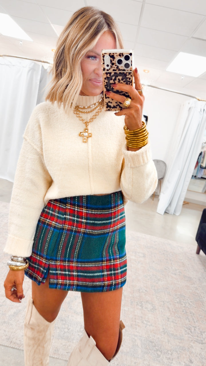 Merry Plaid Skort-Green