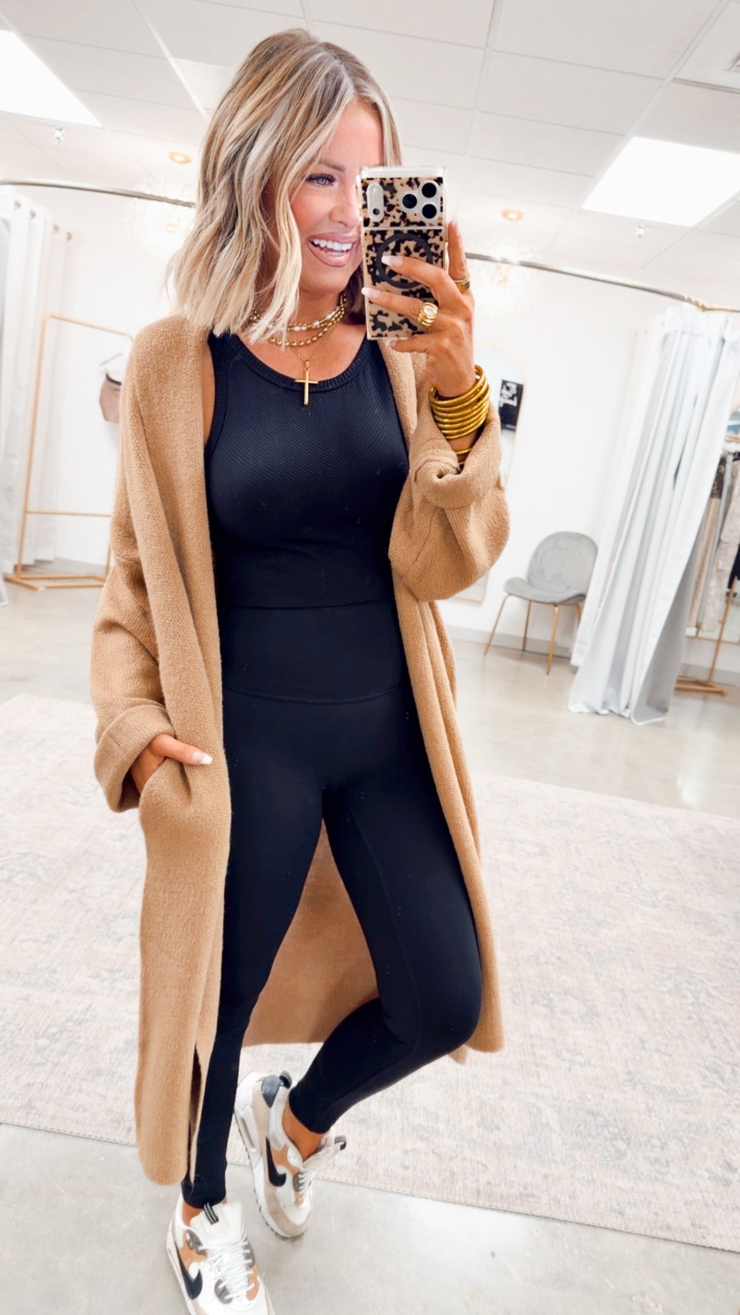 Longline Open Front Cardigan-Dk Taupe