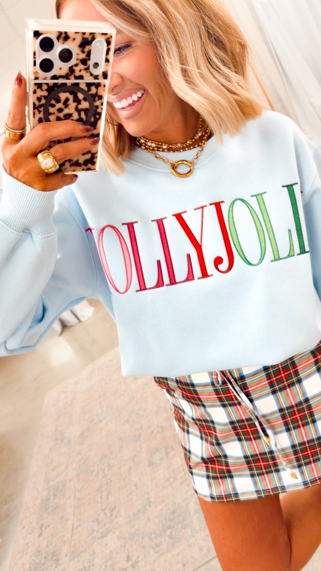 Christmas Plaid Skort-White