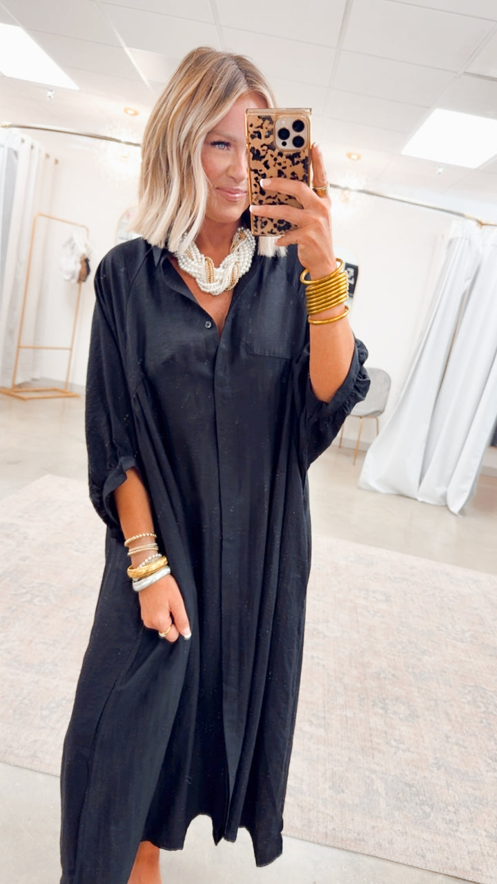 The Haven High-Low Shirt Dress-Black