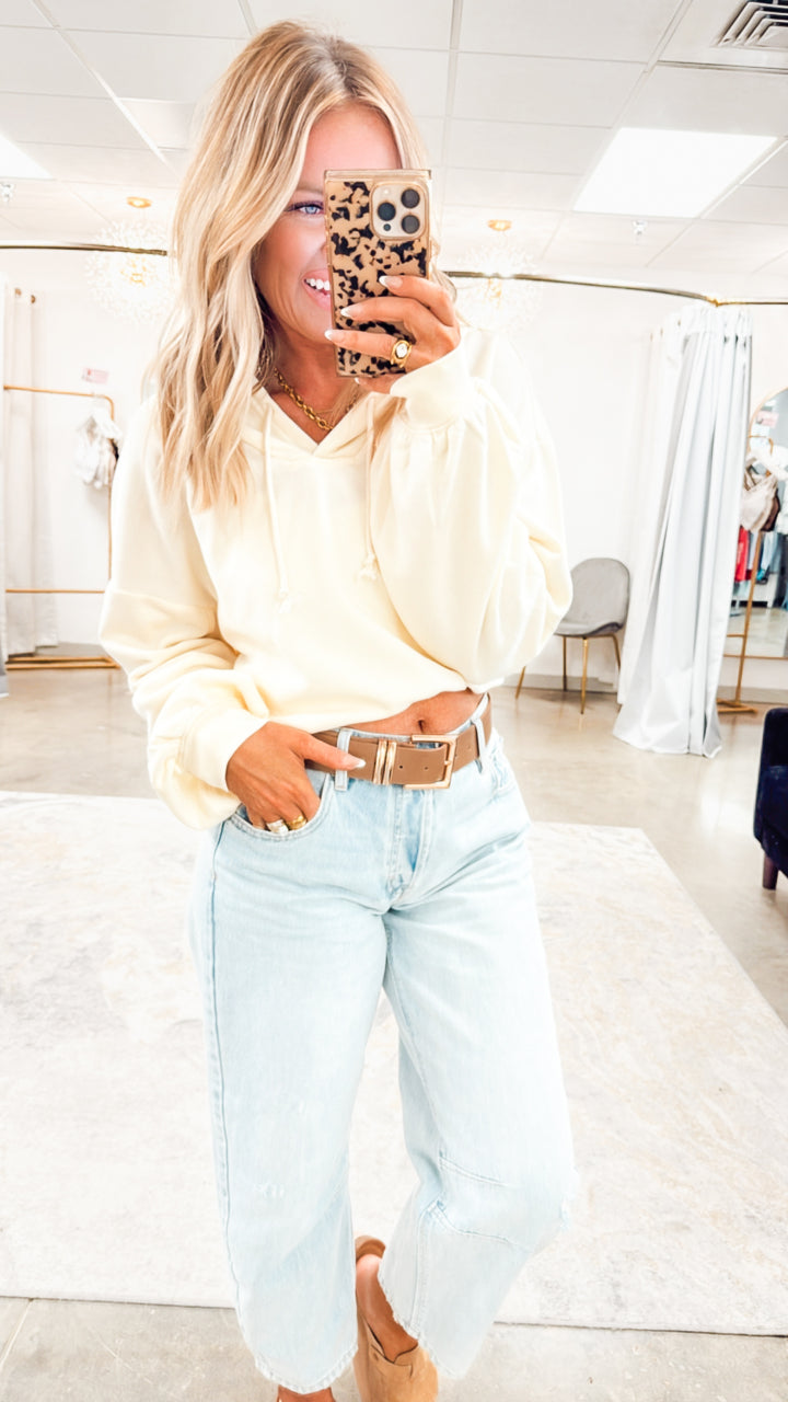 Loft Cropped Hoodie-Whip Cream