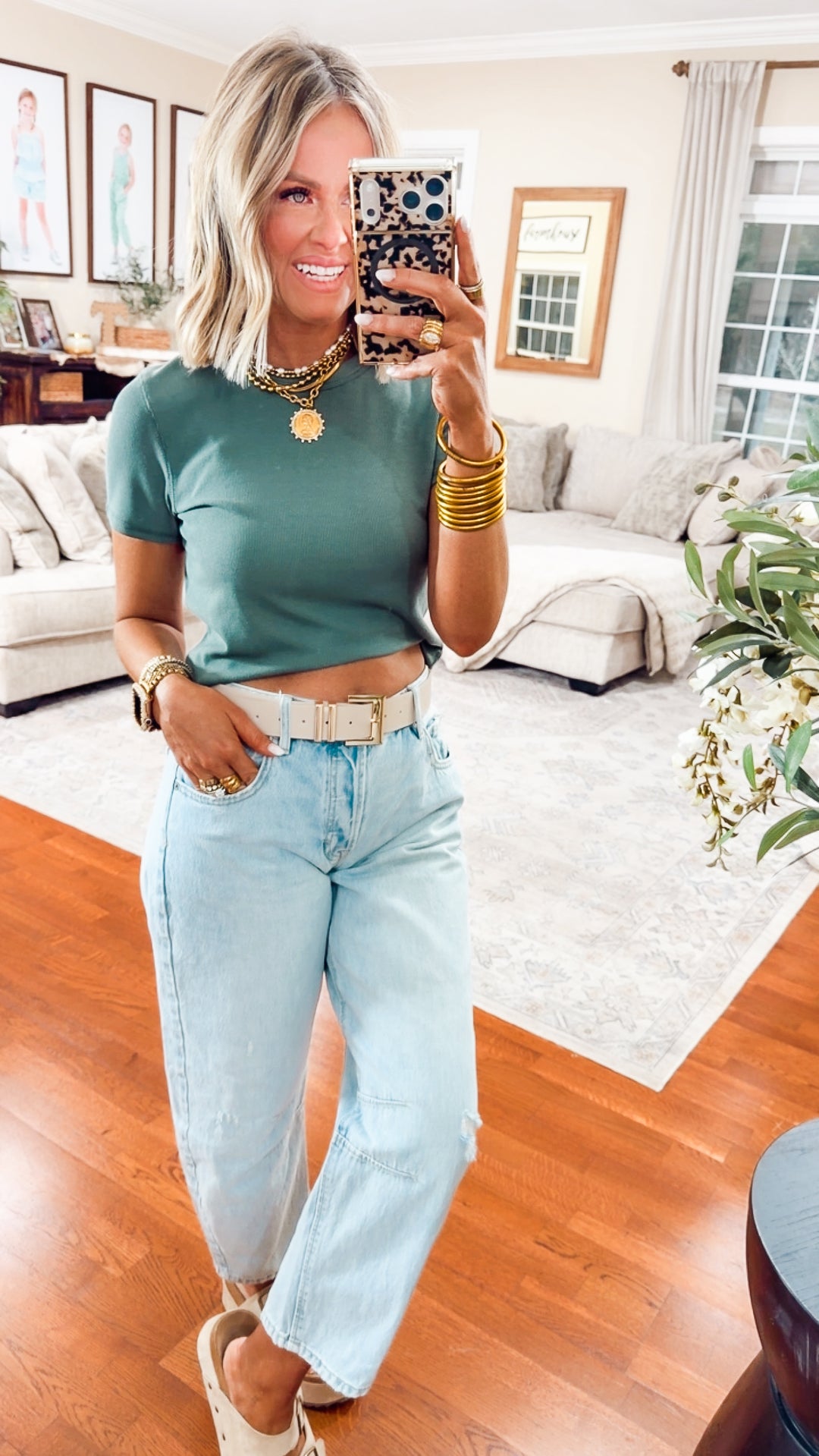 The Just Right Ribbed Tee-Green