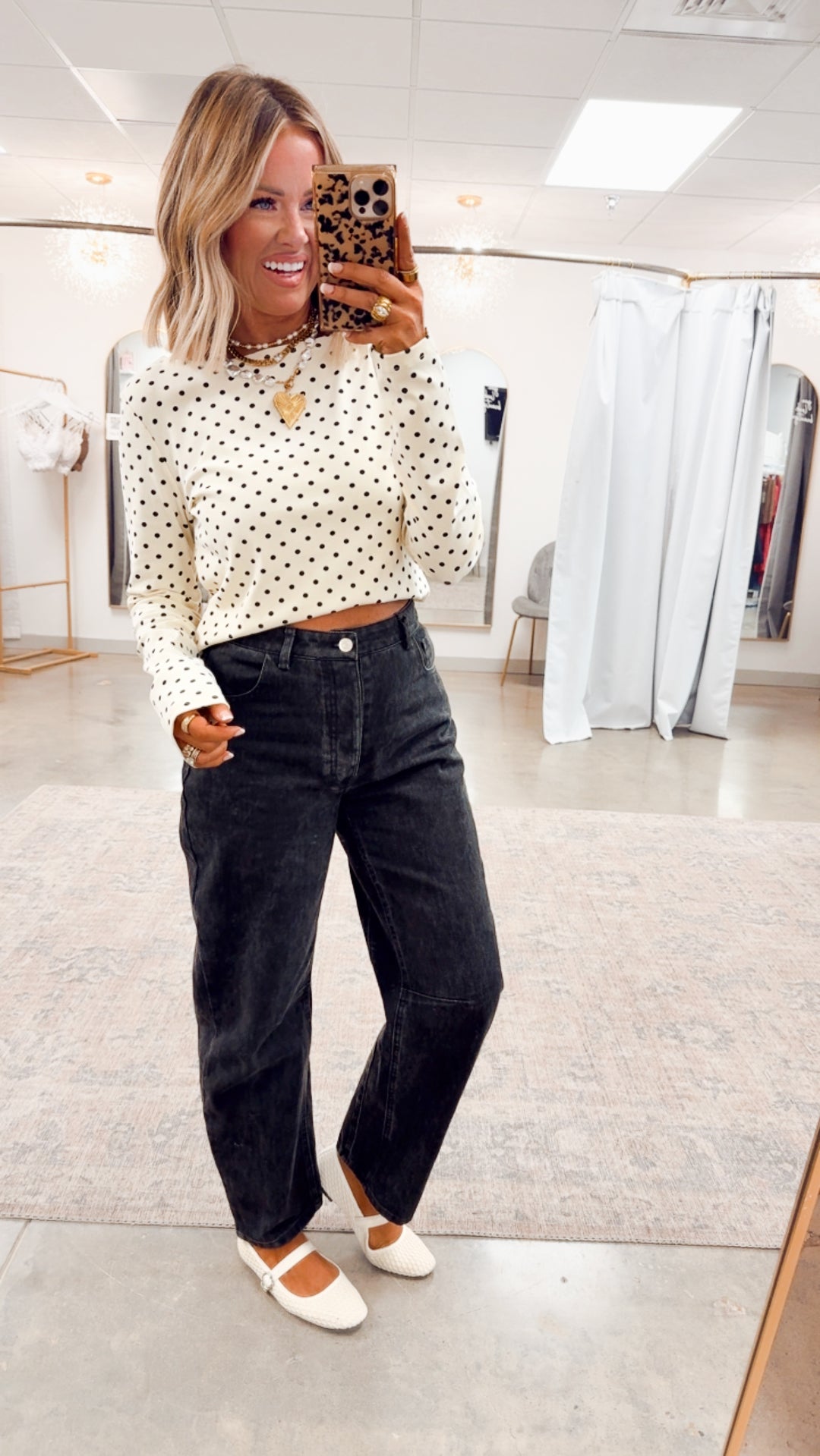 Mina Polka Dot Top-Ivory