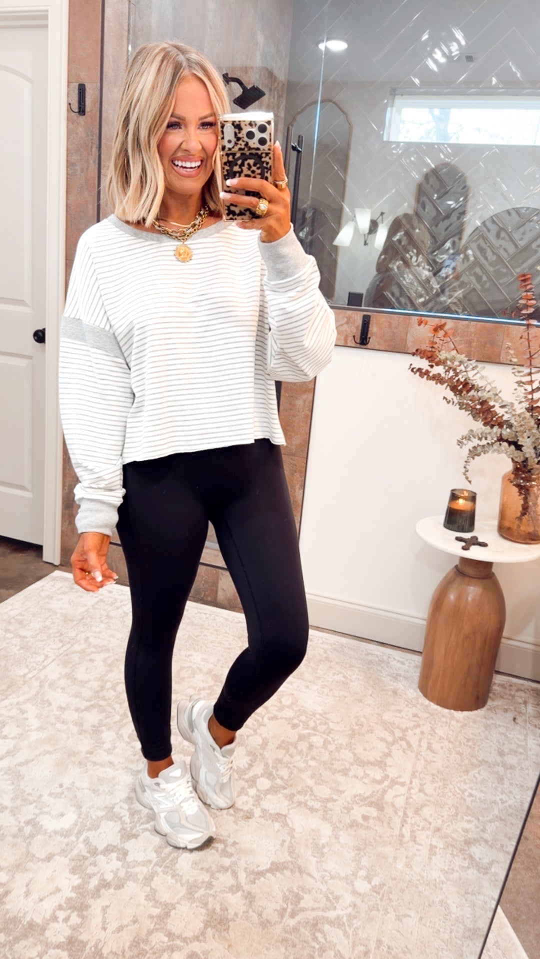 Striped Cutout Back Sweatshirt