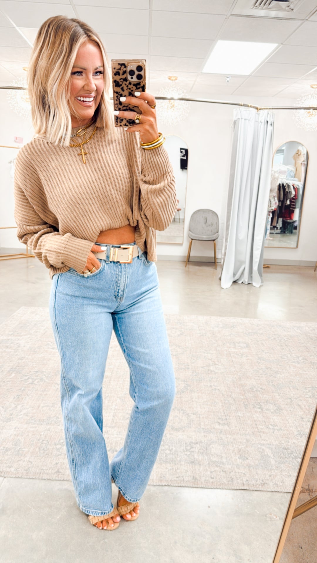 Remi Cropped Sweater-Taupe