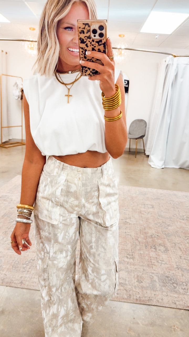 Maddie Bubble Hem Top-White