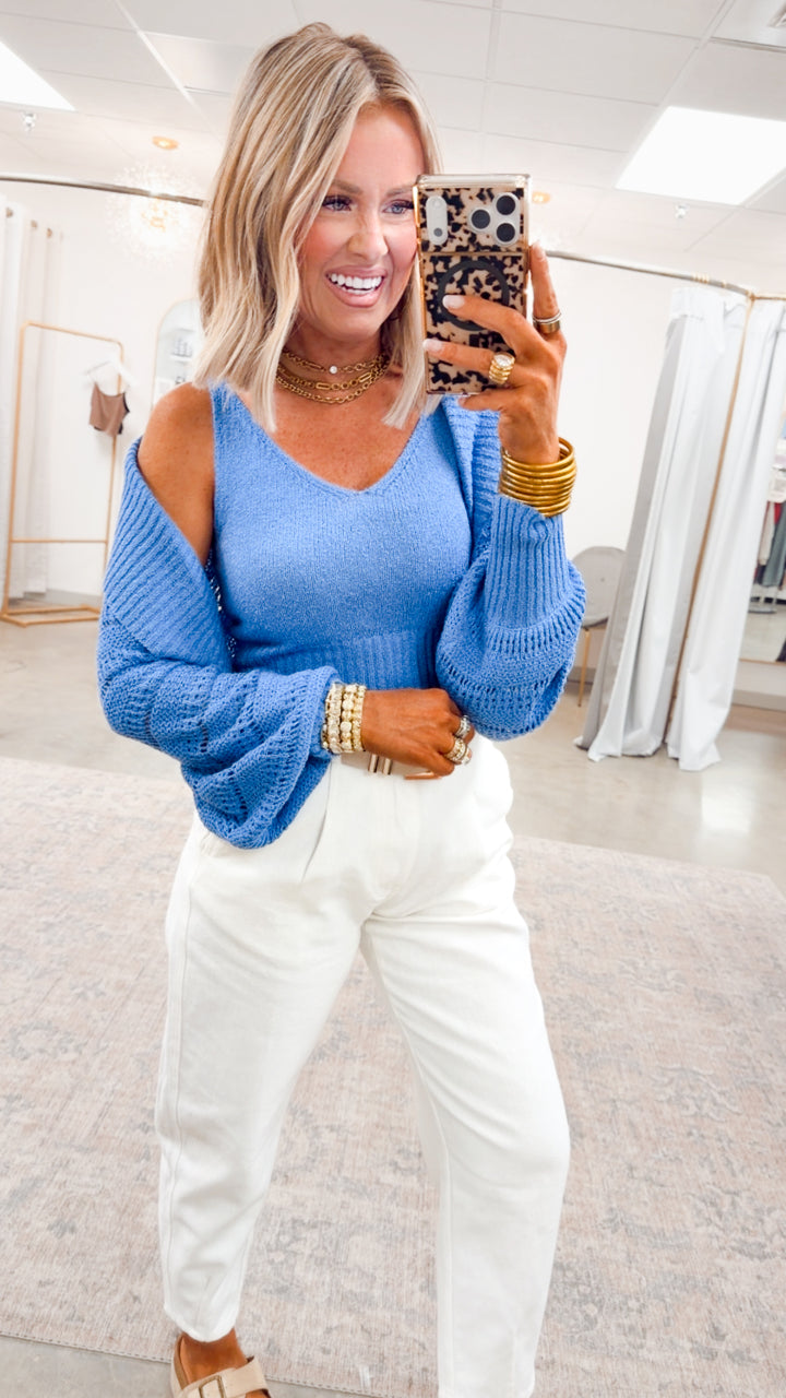 The Seabreeze Top & Cardigan-Chambray