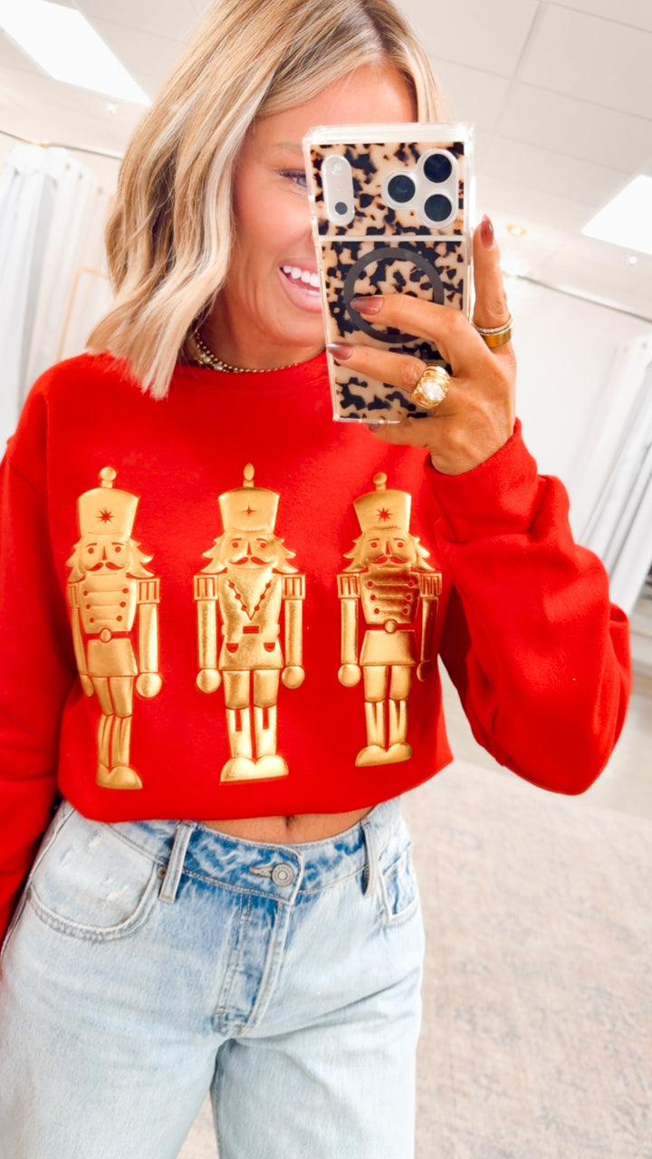 Nutcracker Metallic Puff Graphic Sweatshirt
