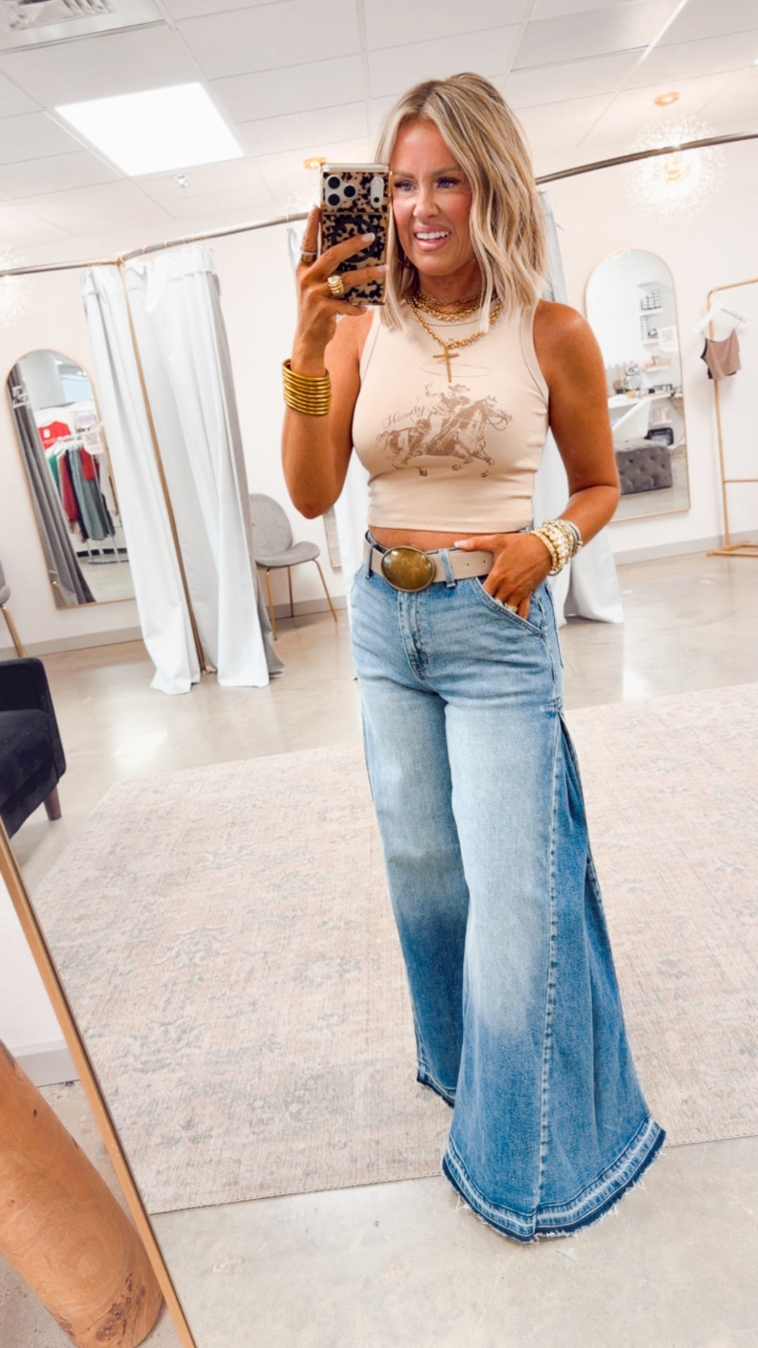 Saddle Up Tank-Khaki