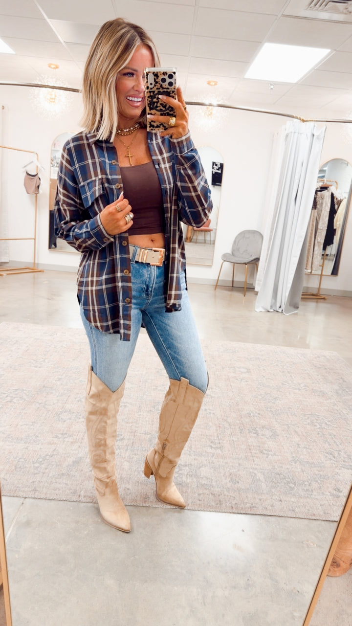 Bristol Plaid Flannel-Navy