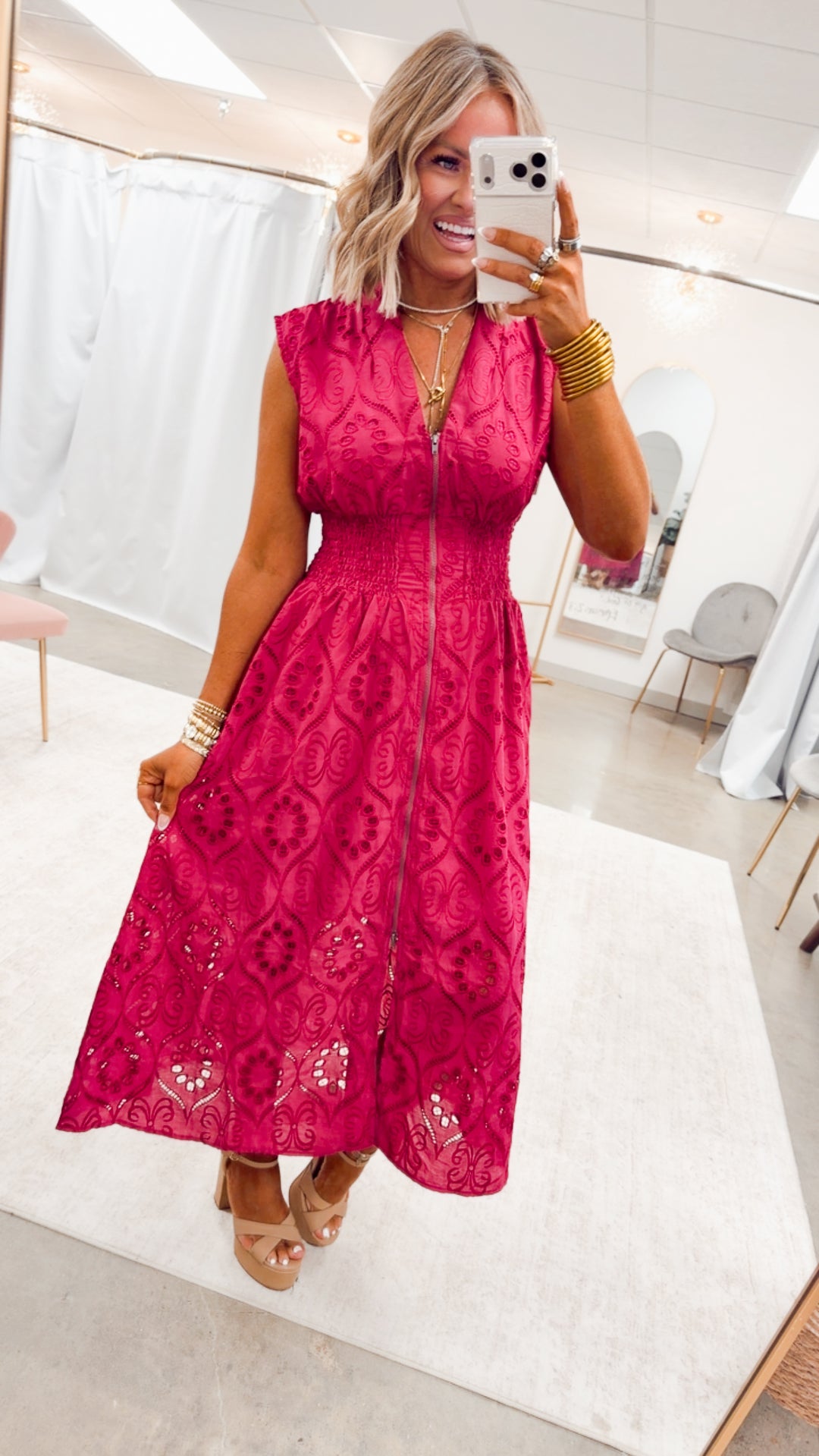 The Camelot Midi Dress-Magenta
