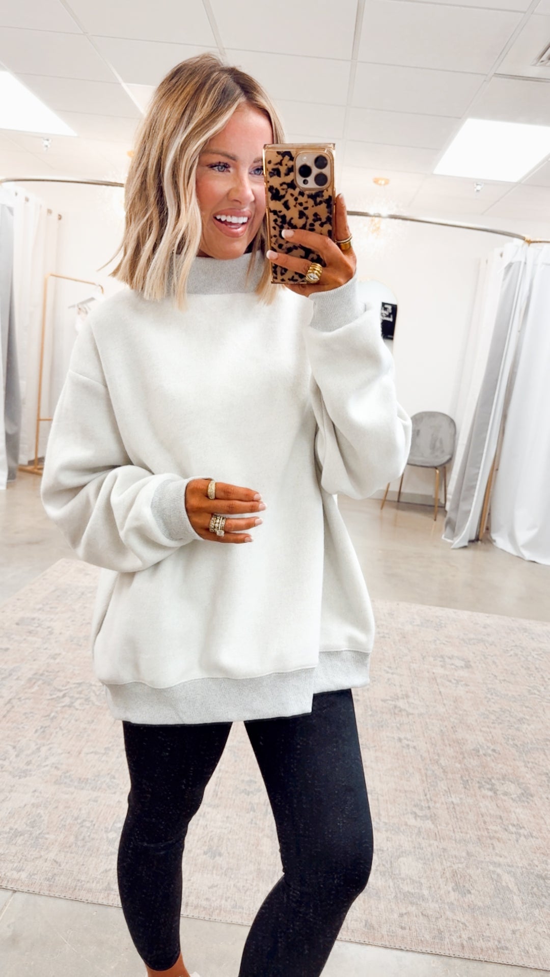 Heather Grey Reversible Mock Neck Sweatshirt