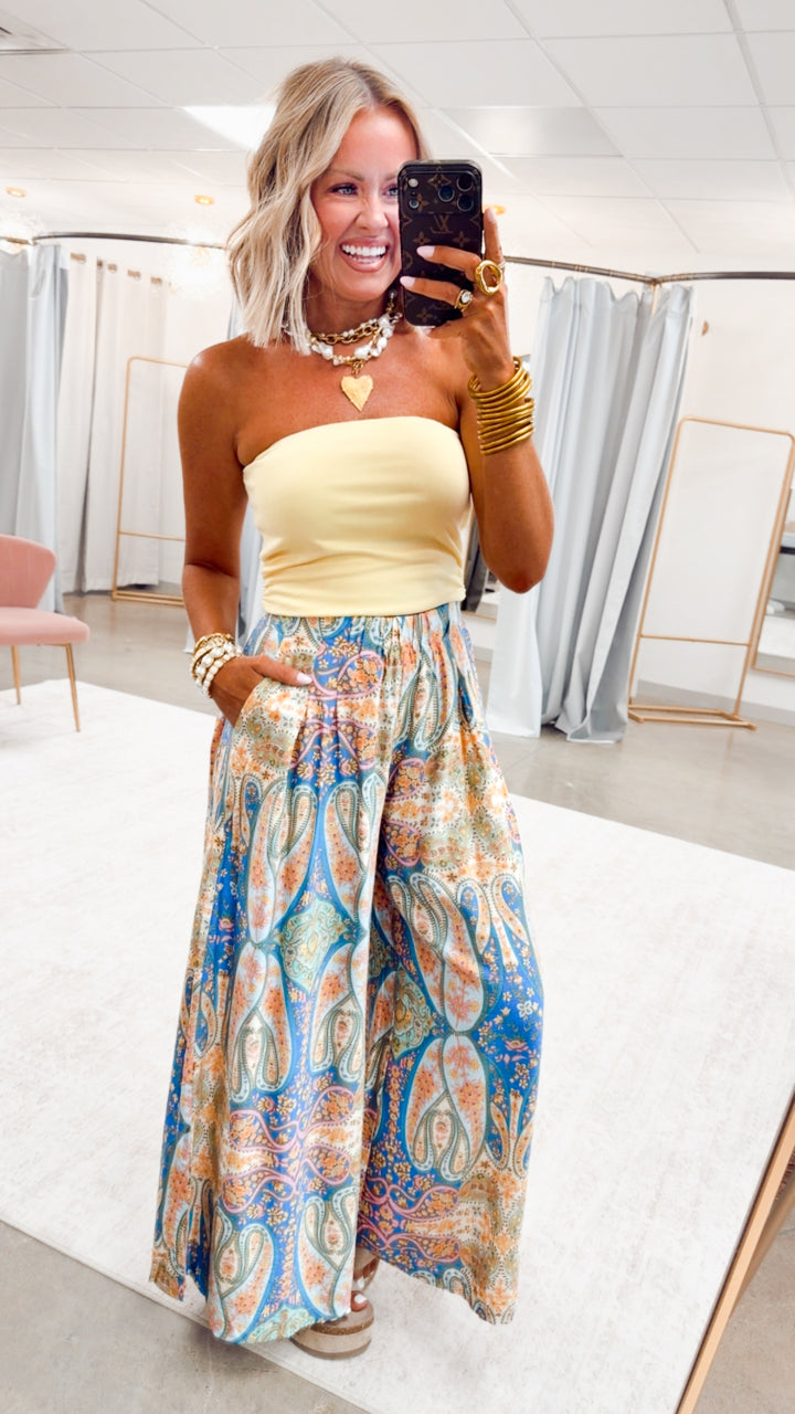 The Tropic Breeze Wide Leg Pants-Blue