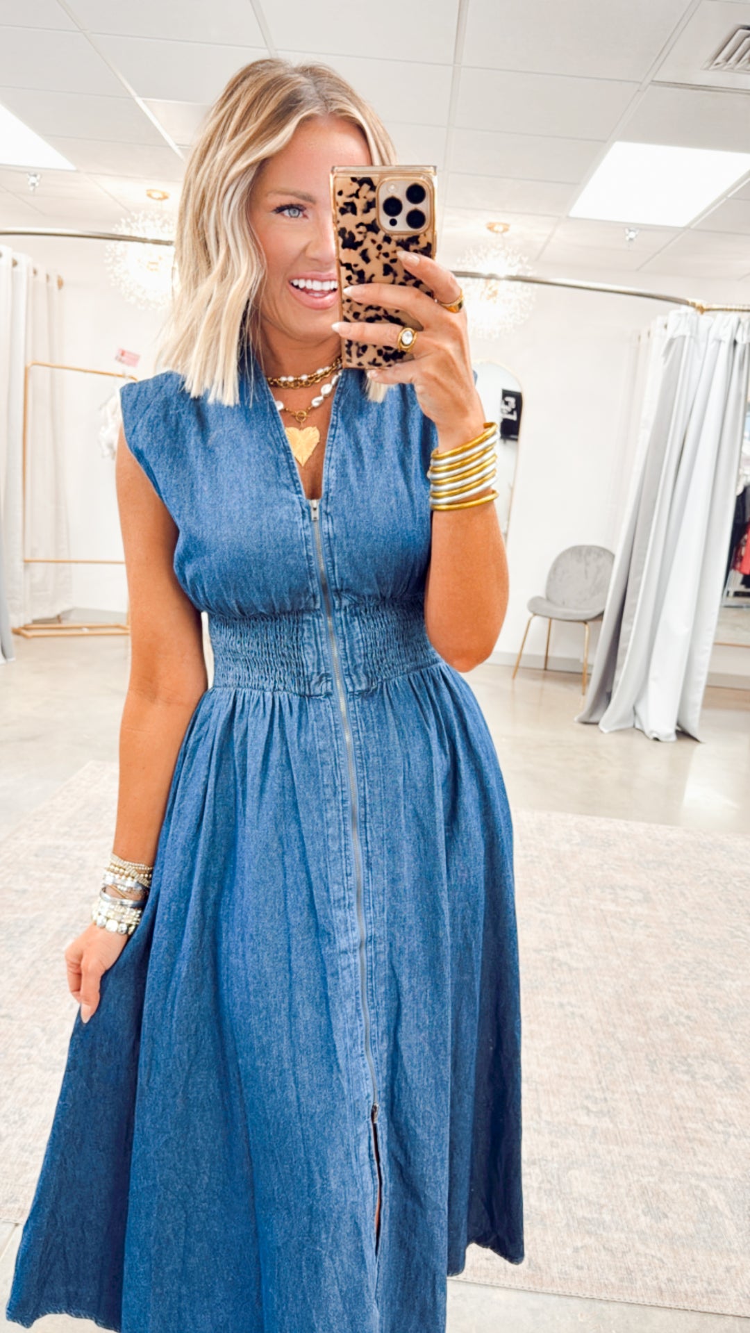 Knox Denim Midi Dress-Dark Wash