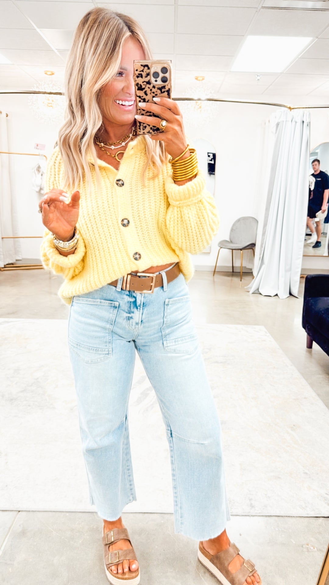 Brushed Button-up Cardigan-Yellow