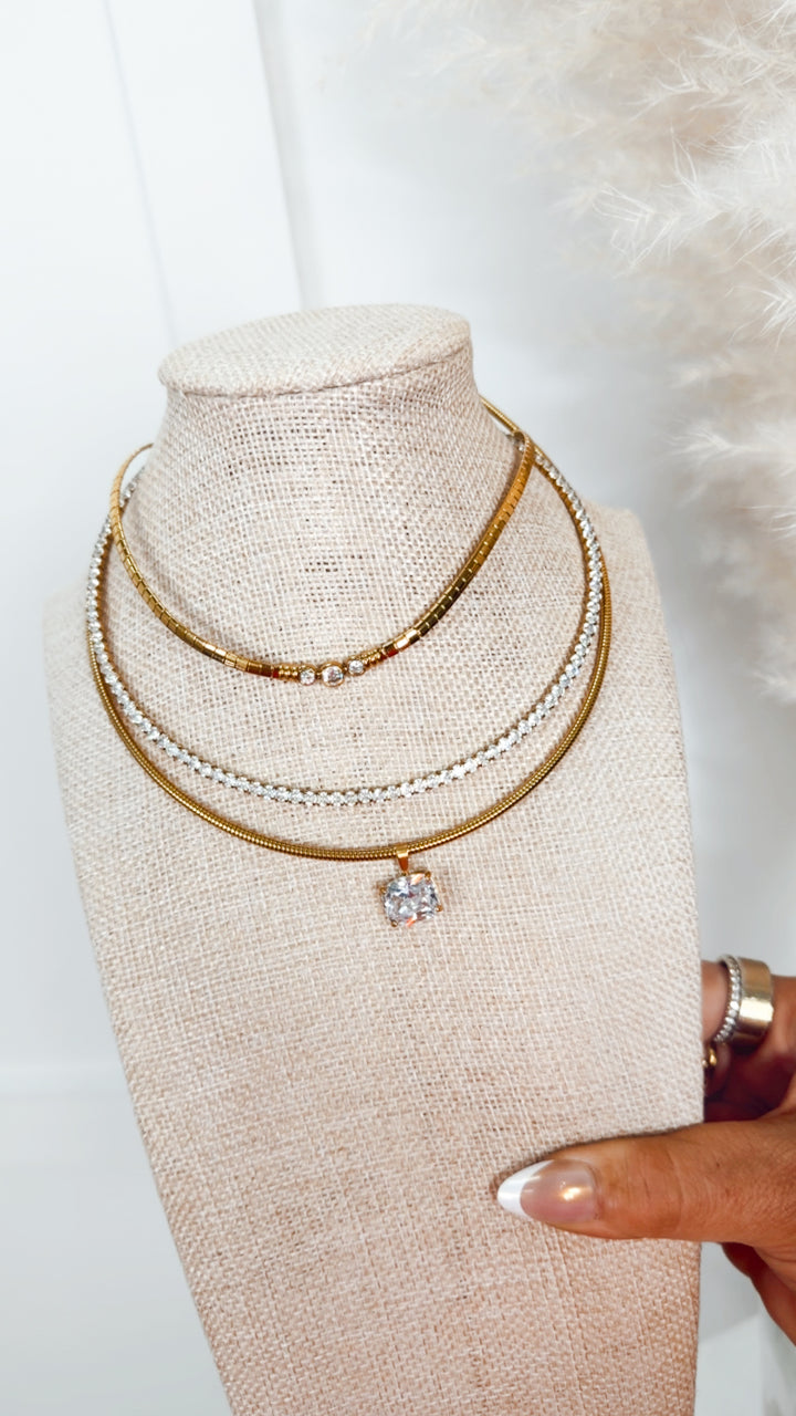 Luxe Tennis Necklace-Gold