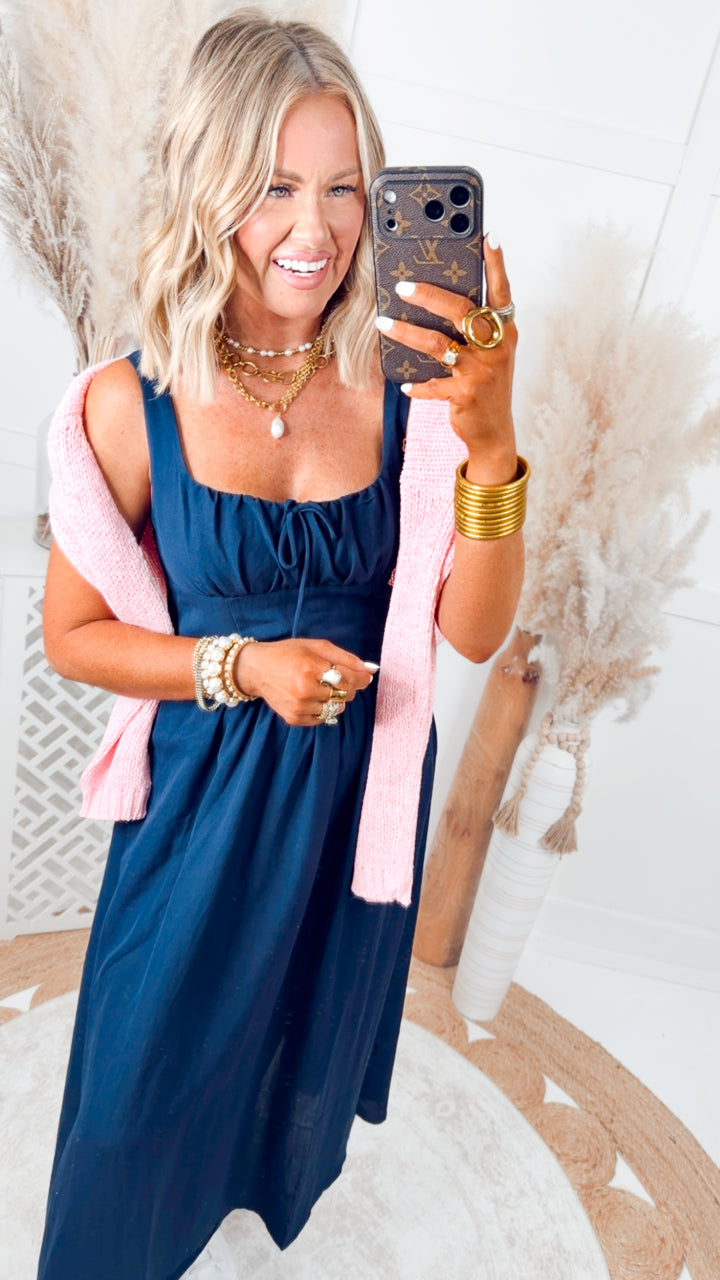 The Sailor’s Knot Midi Dress-Navy