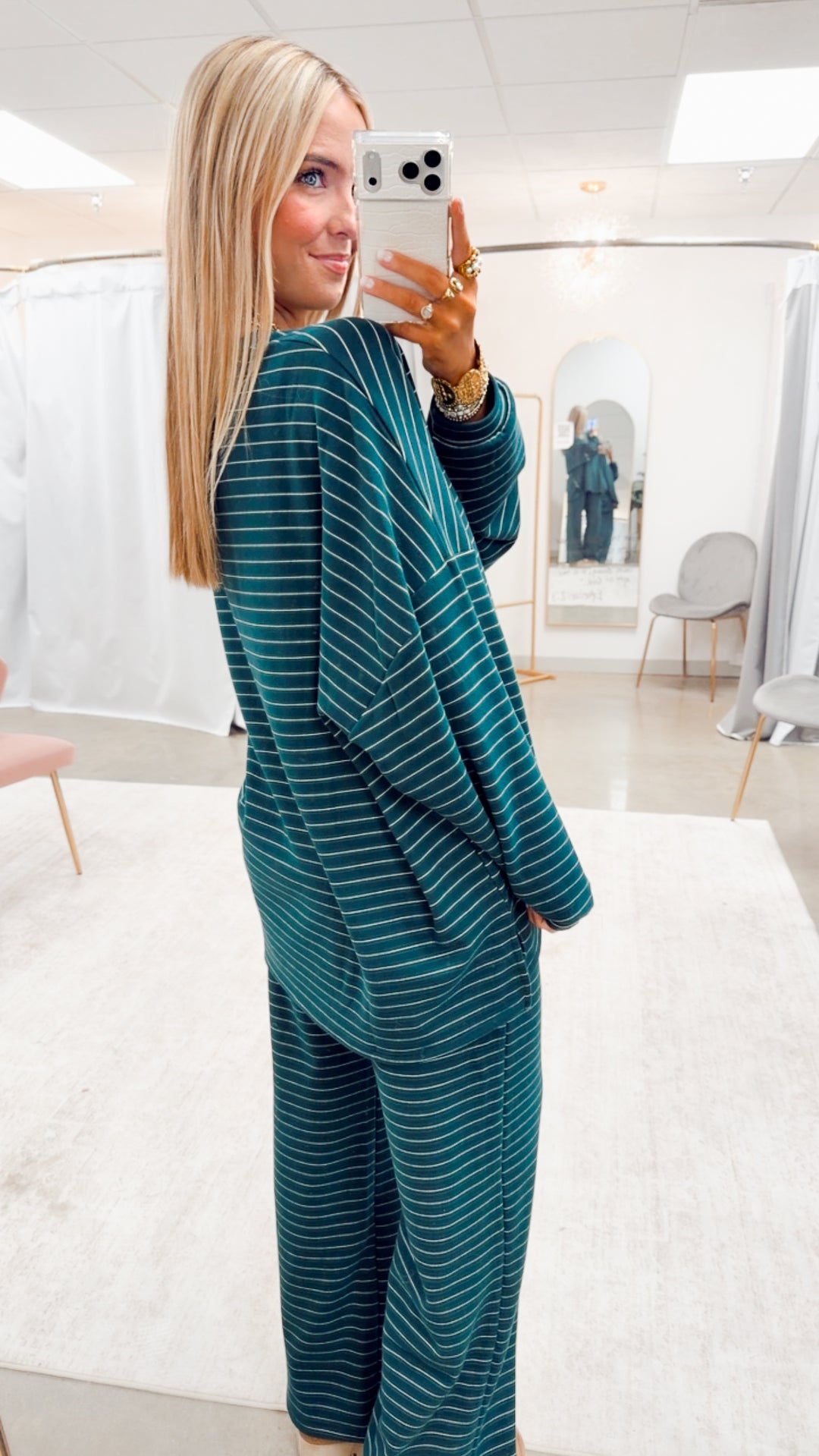 Addi Oversized Striped Top-Green