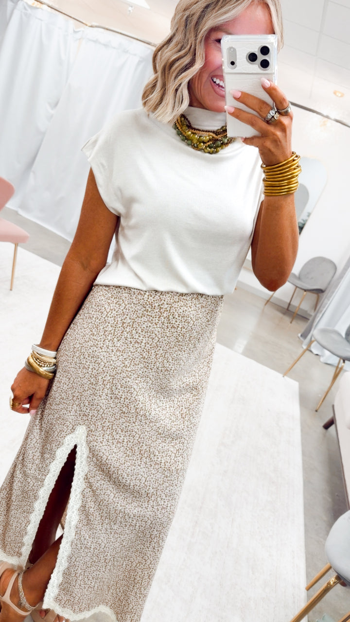 Mia Mock Neck Top-Beige