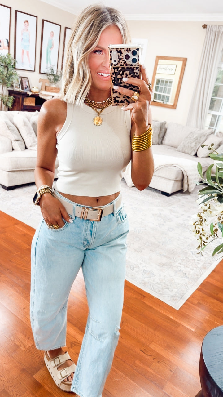 Oatmilk Classic Charm High Neck Tank