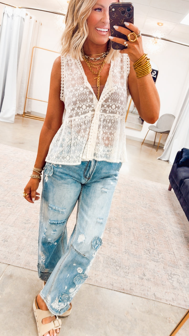 The Dusty Bloom Distressed Jeans