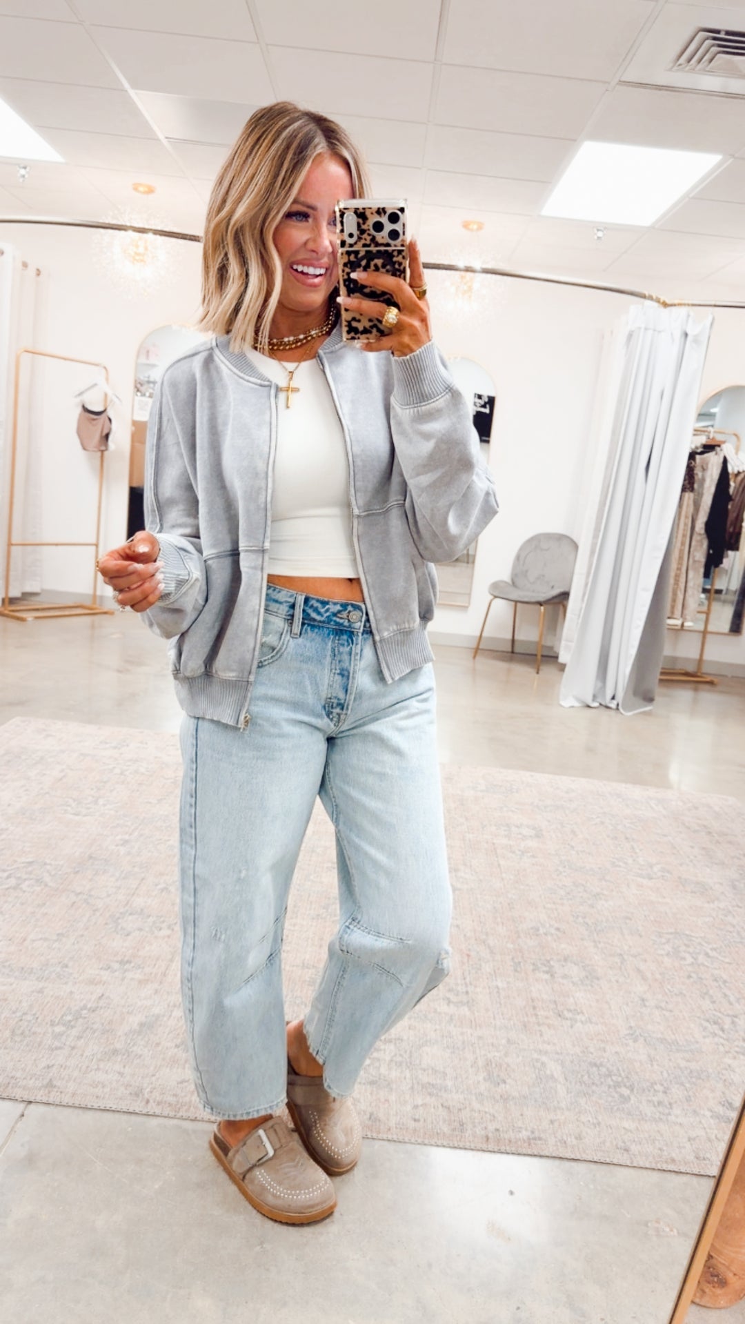 The Hayes Washed Fleece Zip-Up- Grey