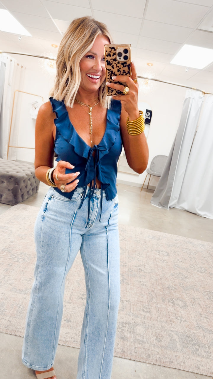 Ryder Ruffle Front Tie Top