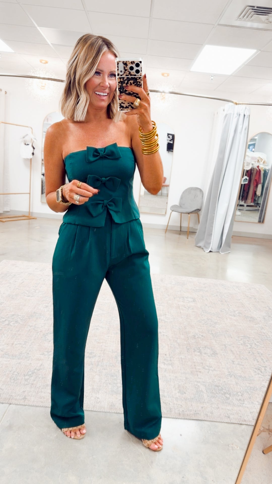 Evelina Bow Tube Top & Pants Set-Forest Green