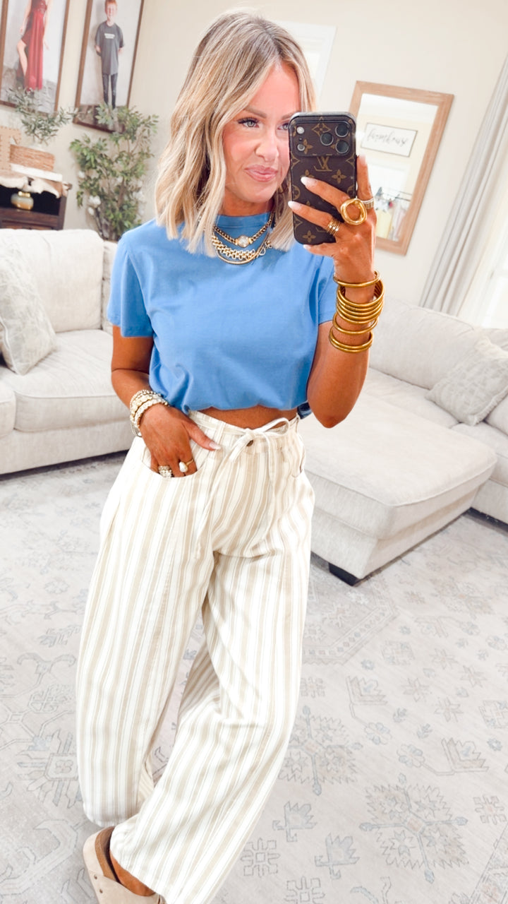 Classic Relaxed Crop Tee-Blue