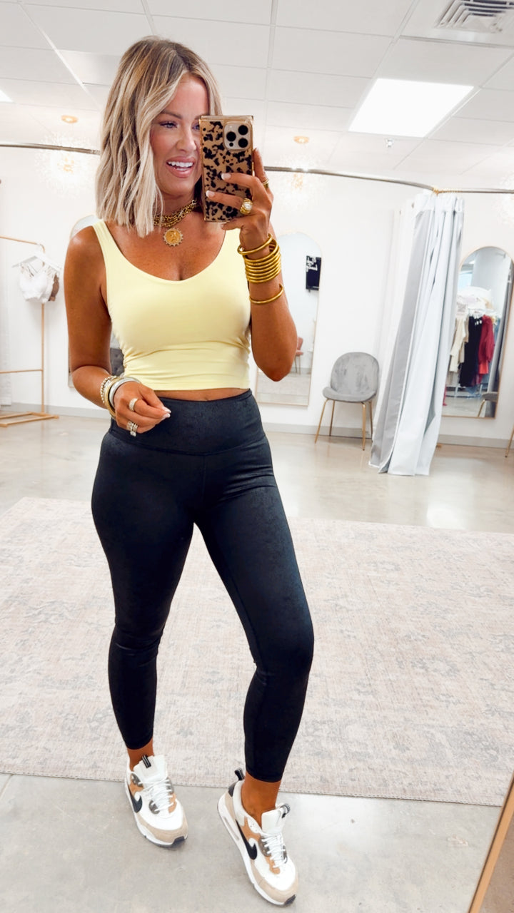 V Neck Yoga Top-Lemon Cream