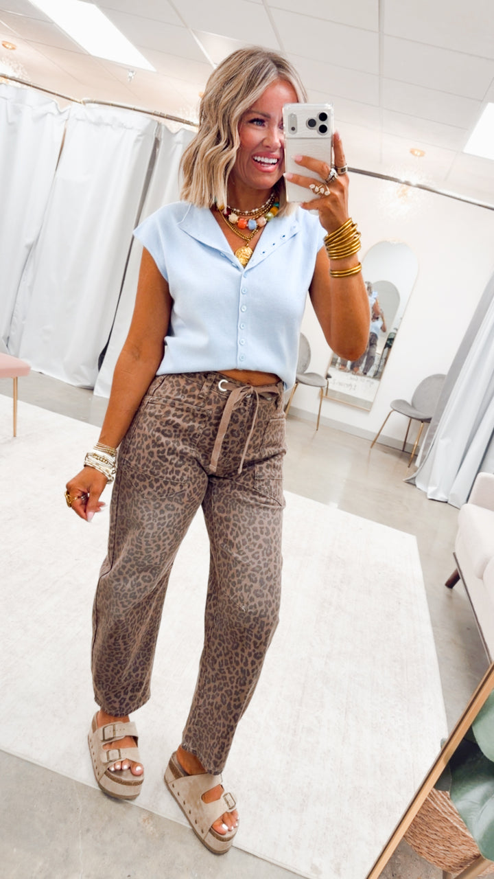 Leopard Slouchy Barrel Jean