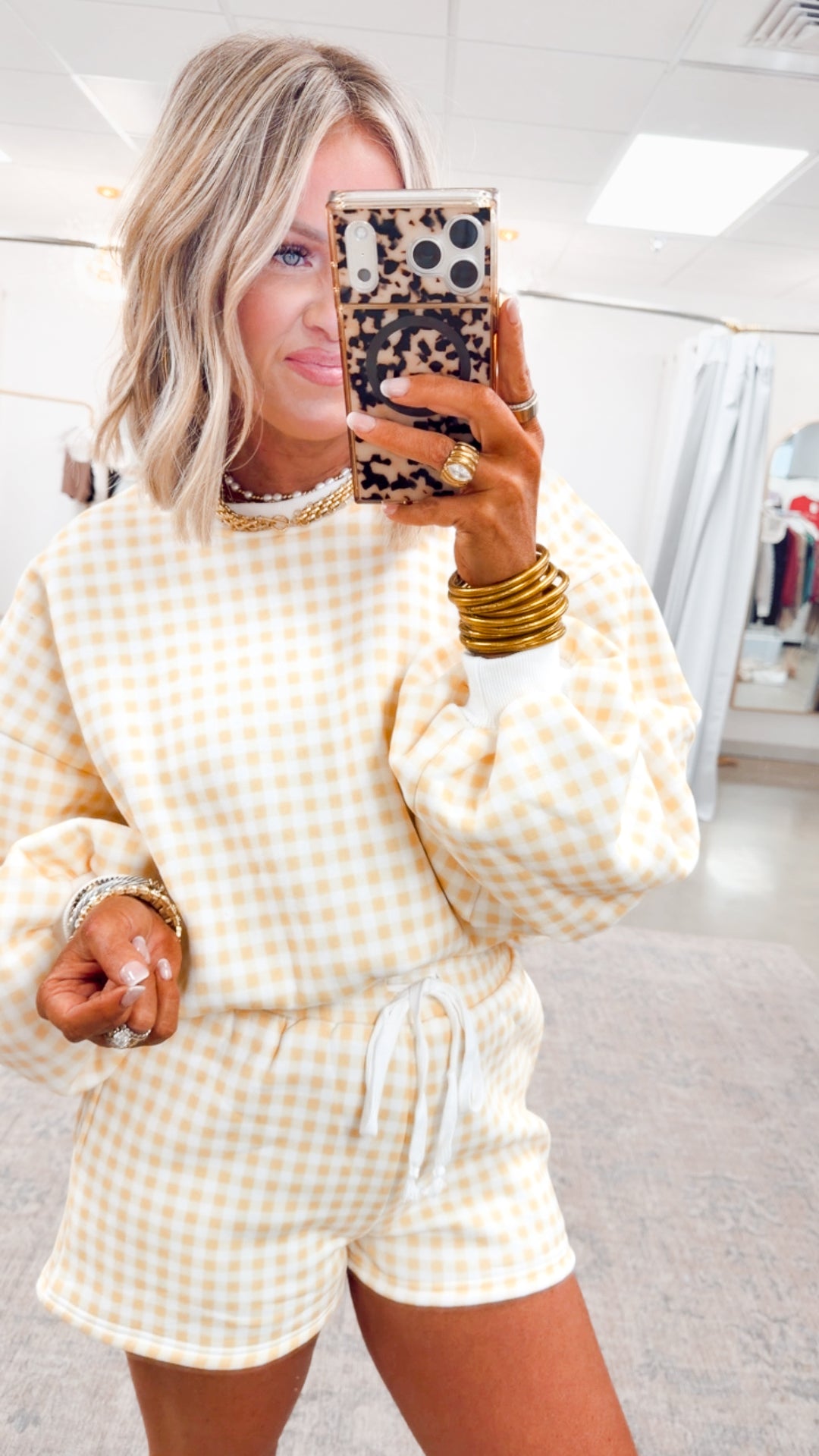 Gingham Lounge Set-Yellow